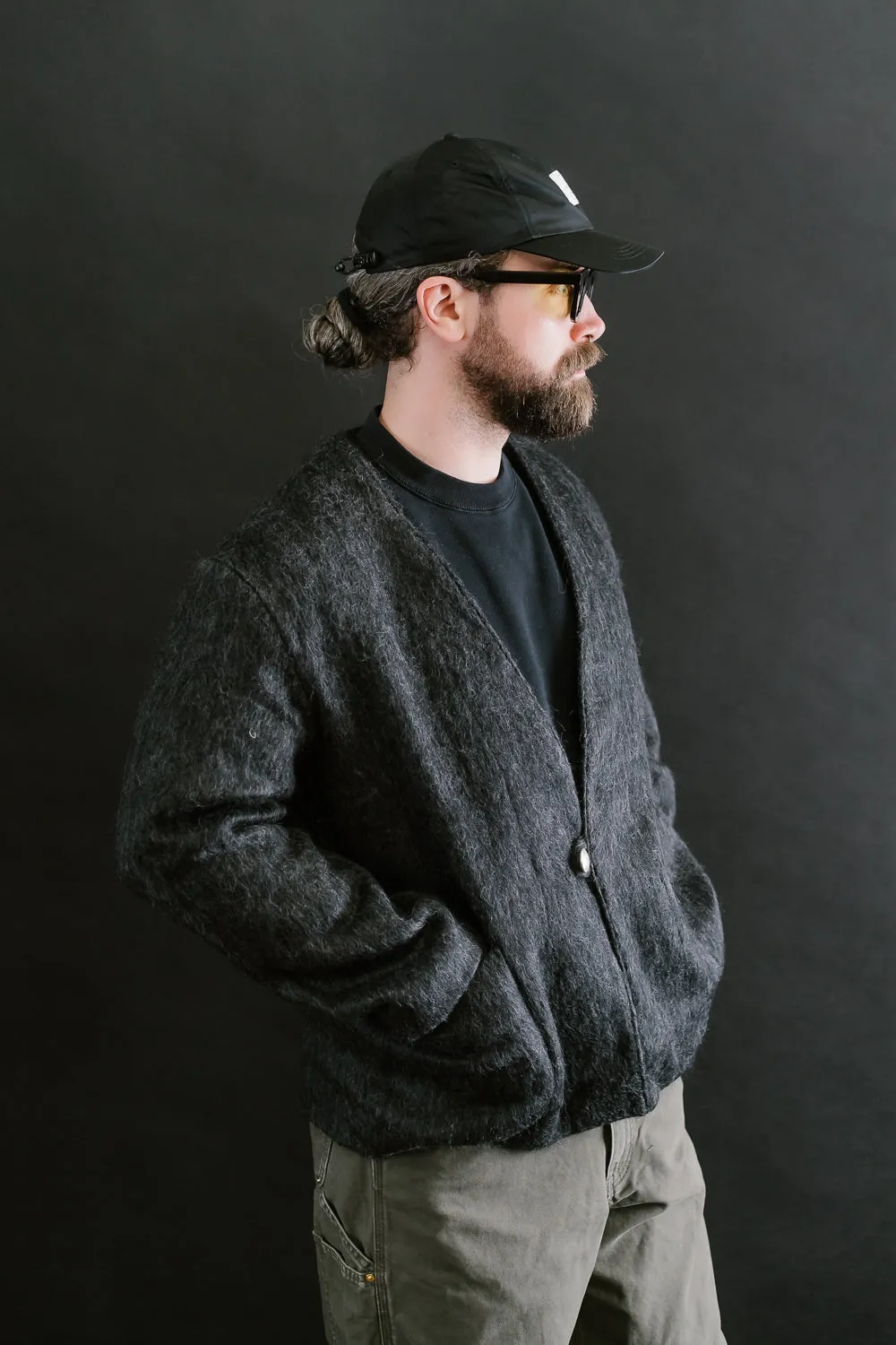 01-8037-50 - Mohair Cardigan - Charcoal Gray