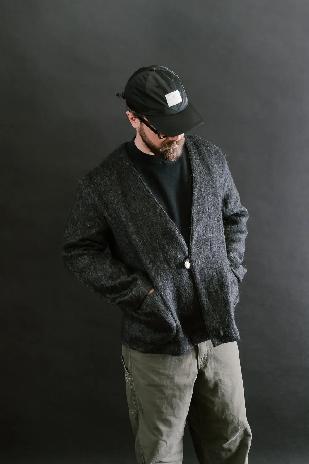 01-8037-50 - Mohair Cardigan - Charcoal Gray