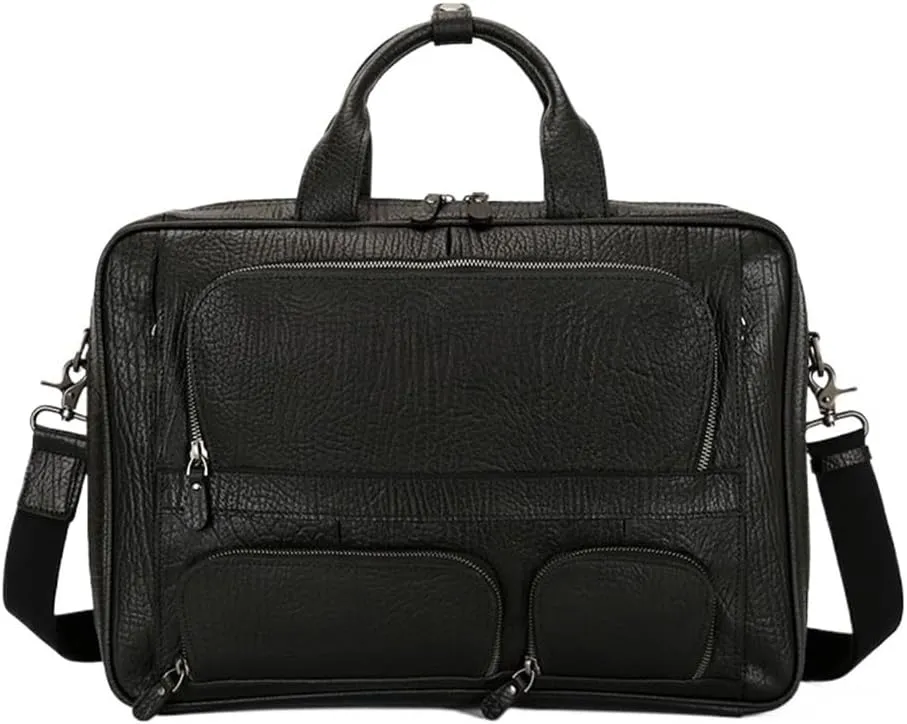 17 Inch Briefcase Men Laptop Bag with Leather Computer Compartment Weekender Overnight bag Carry-On Vintage Travel