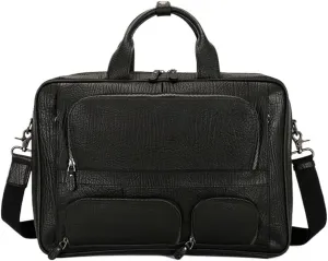 17 Inch Briefcase Men Laptop Bag with Leather Computer Compartment Weekender Overnight bag Carry-On Vintage Travel