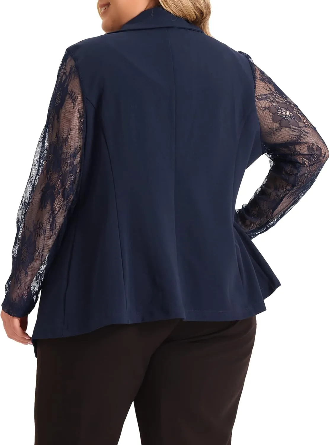 Agnes Orinda Plus Size Blazer for Women Work Jacket Notch Lapel Lace Front Blazers Jackets