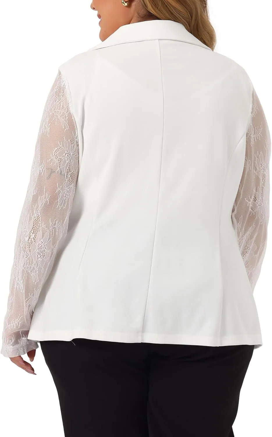 Agnes Orinda Plus Size Blazer for Women Work Jacket Notch Lapel Lace Front Blazers Jackets