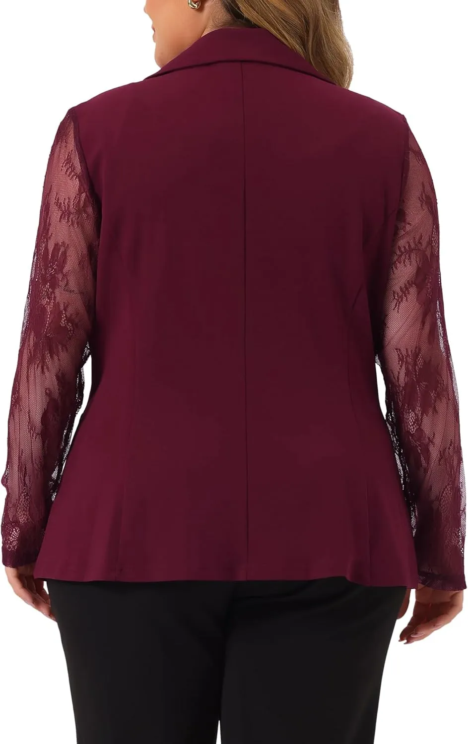 Agnes Orinda Plus Size Blazer for Women Work Jacket Notch Lapel Lace Front Blazers Jackets