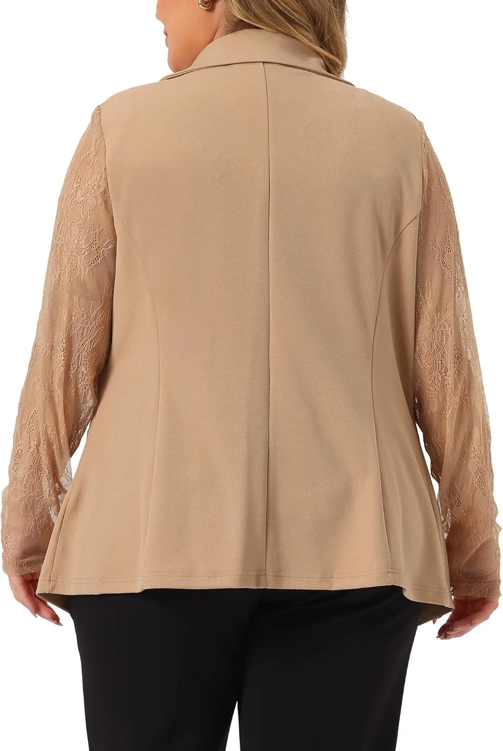 Agnes Orinda Plus Size Blazer for Women Work Jacket Notch Lapel Lace Front Blazers Jackets