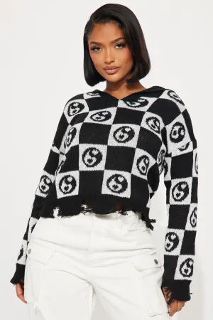 Always Ying Yang Hooded Sweater - Black/combo