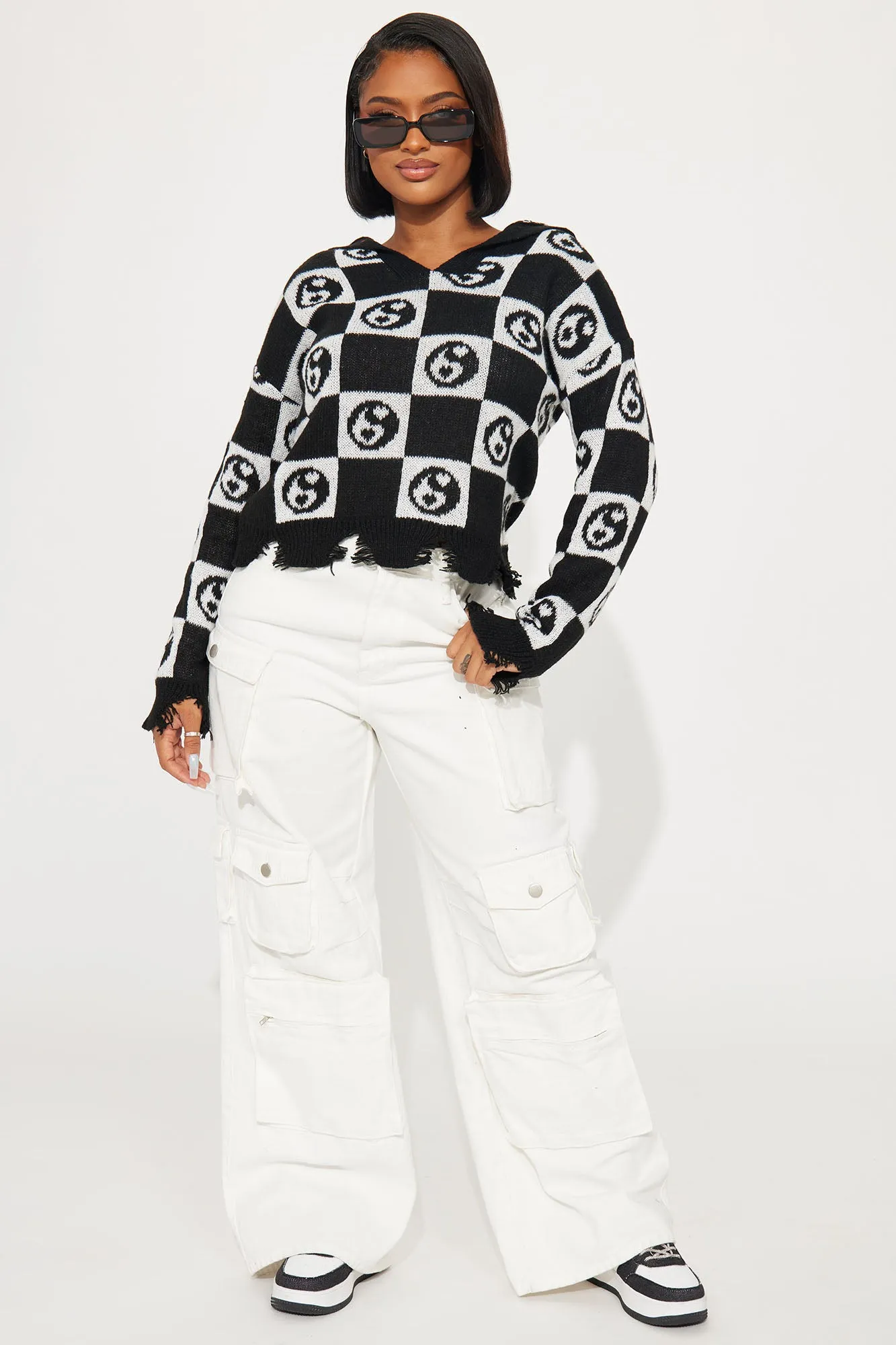 Always Ying Yang Hooded Sweater - Black/combo