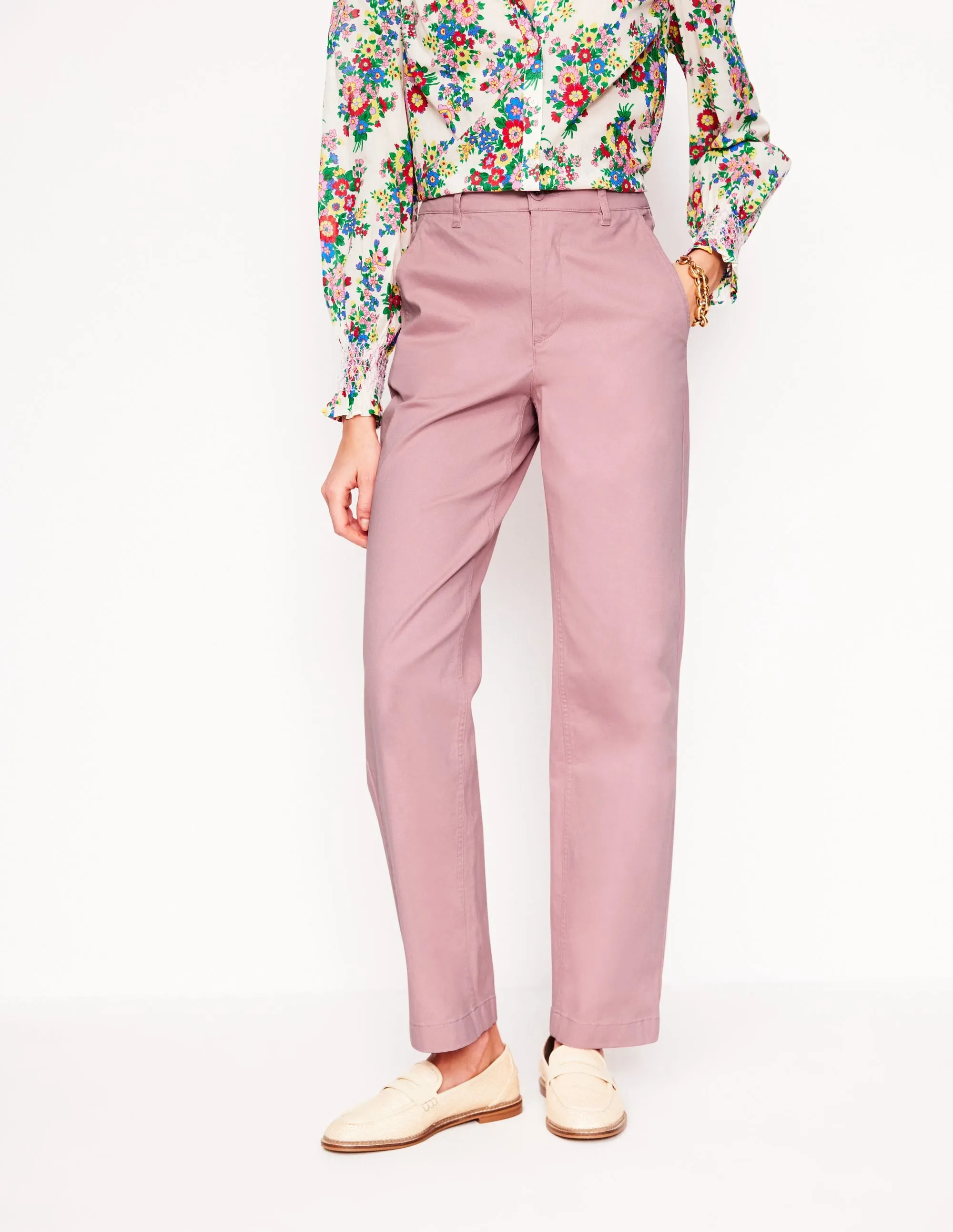 Barnsbury Chino Trousers-Almond Pink