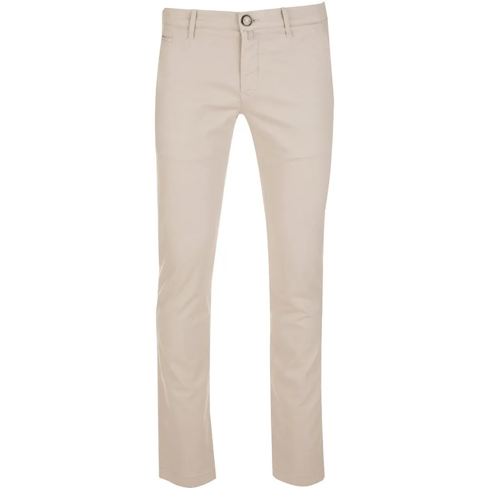 Beige Cotton Chino Trousers  Slim Fit Elegance