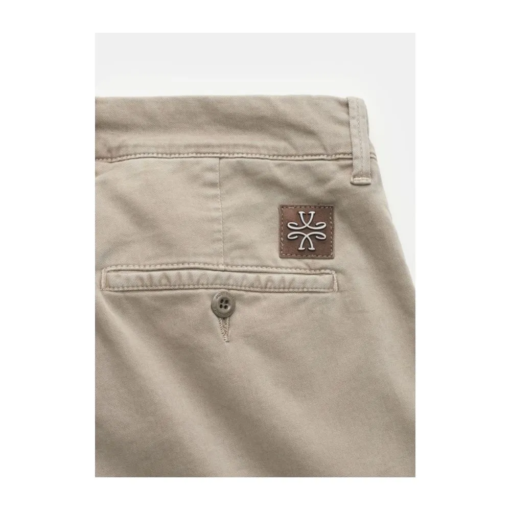 Beige Cotton Chino Trousers  Slim Fit Elegance