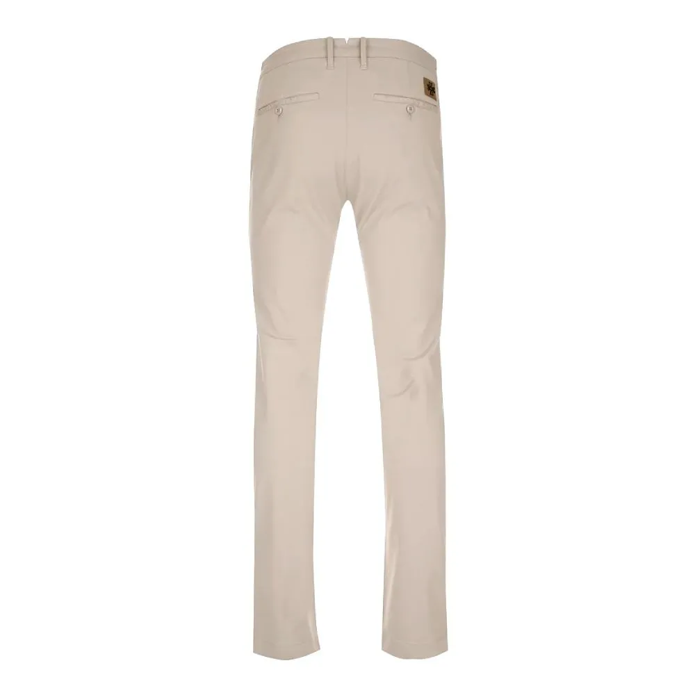 Beige Cotton Chino Trousers  Slim Fit Elegance