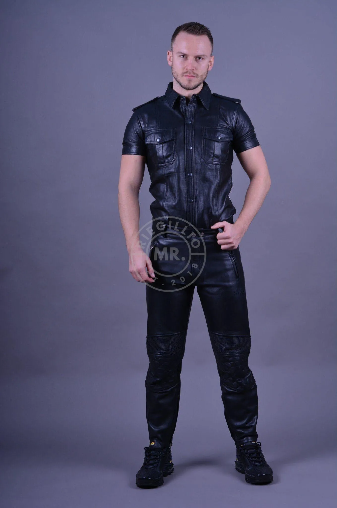 Black Leather Motorbike Pants