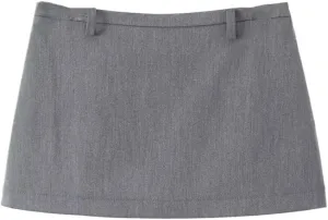 Black Mini Zip-Up Low Waist Slim Fit Pencil Skirt for Women