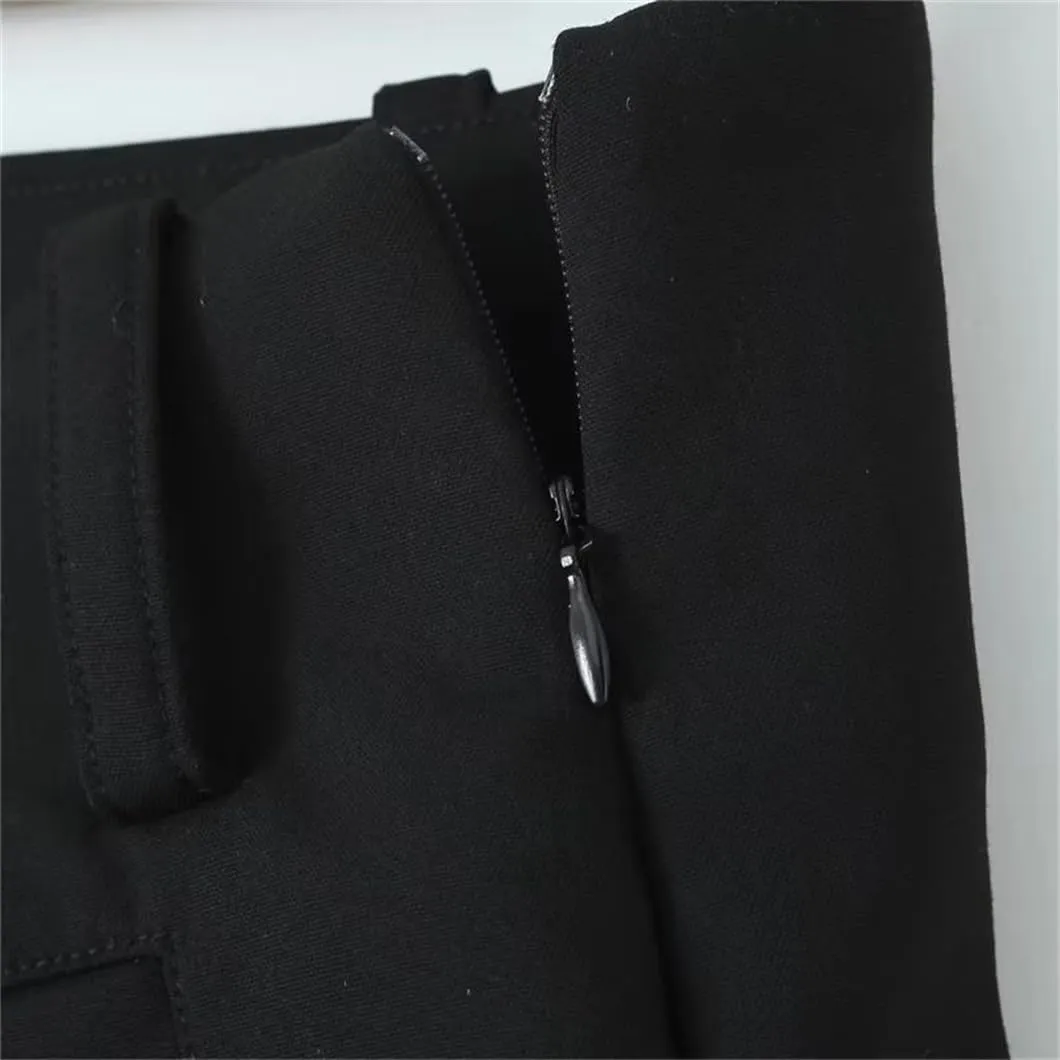 Black Mini Zip-Up Low Waist Slim Fit Pencil Skirt for Women