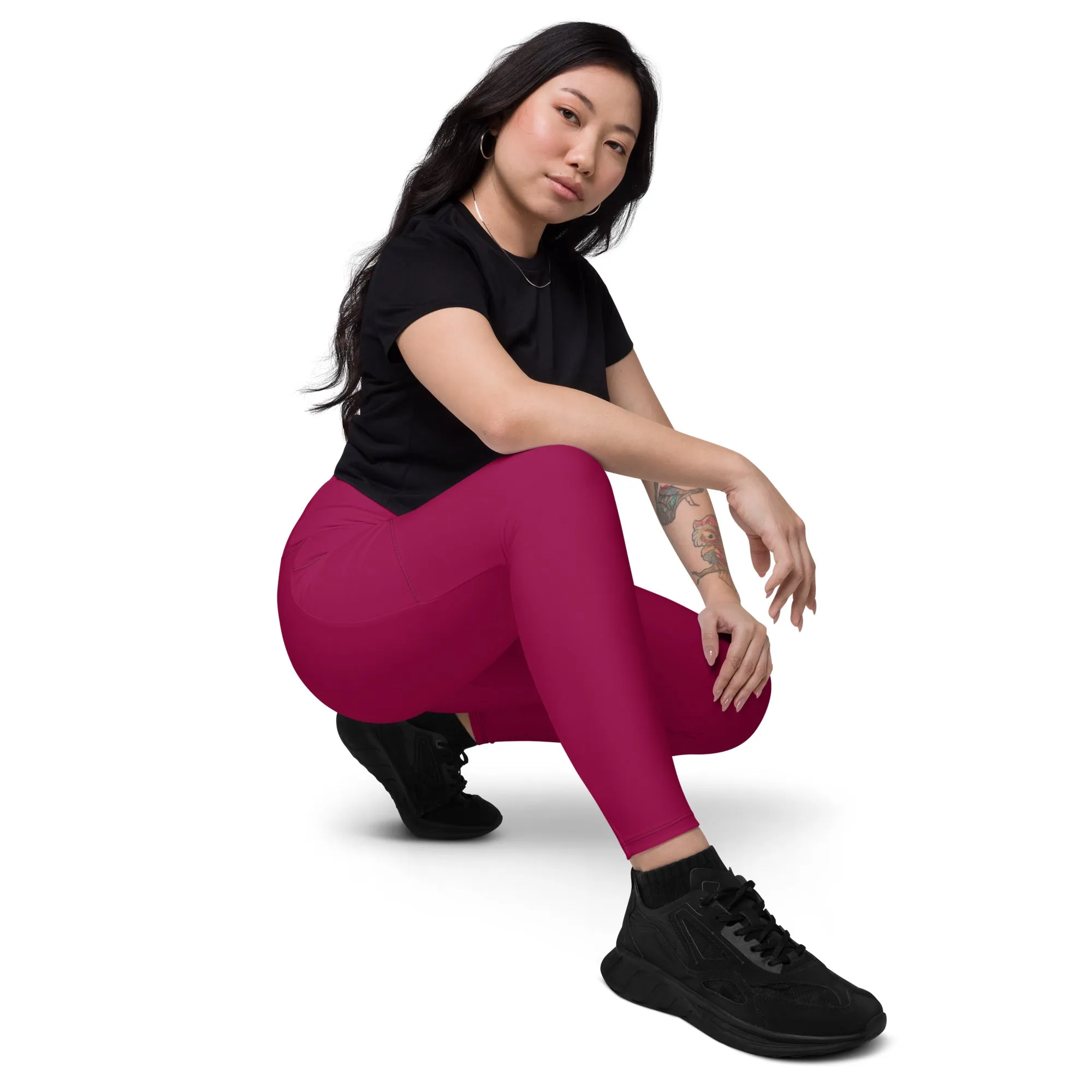 Burgandy Leggings with pockets