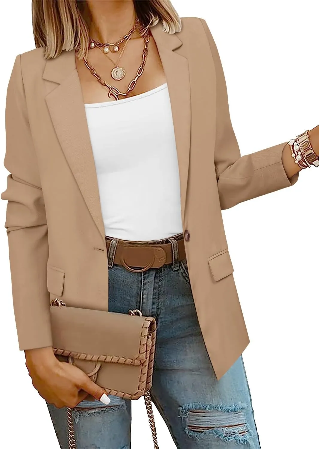 CRAZY GRID Women Business Casual Blazers with Lined Professional Work Suit Jacket with Pockets