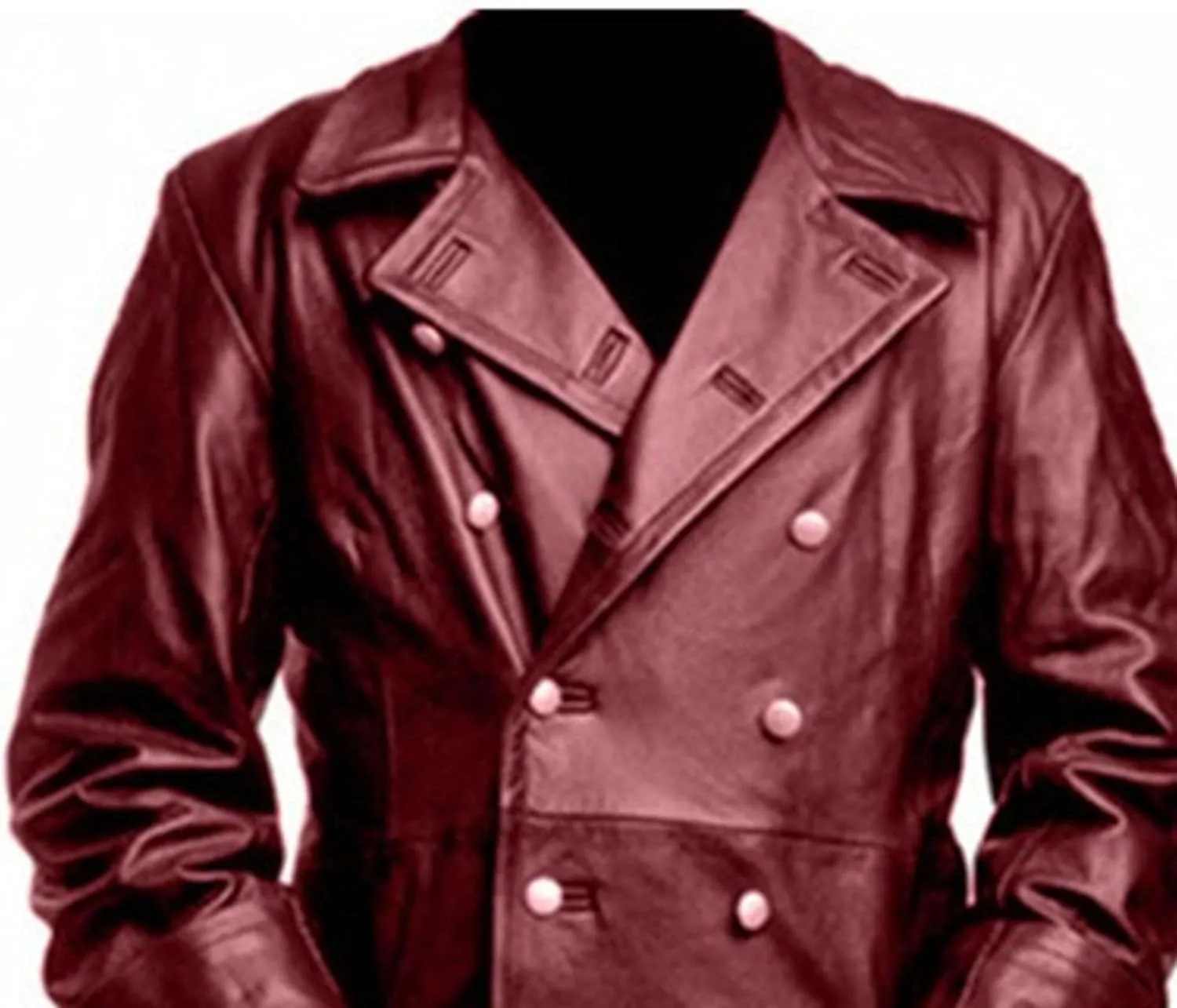 DGHM-JLMY Mens Fashion Double-Breasted Trench Coat Solid Color Long Leather Coats Slim Faux Leather Jacket Outwear