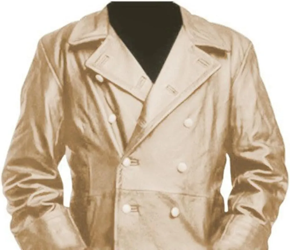 DGHM-JLMY Mens Fashion Double-Breasted Trench Coat Solid Color Long Leather Coats Slim Faux Leather Jacket Outwear