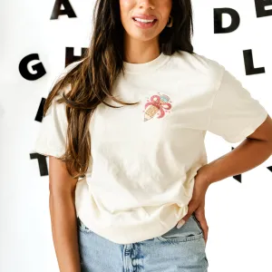 EMBROIDERED - PENCIL WITH BOW -  SHORT SLEEVE COMFORT COLORS TEE