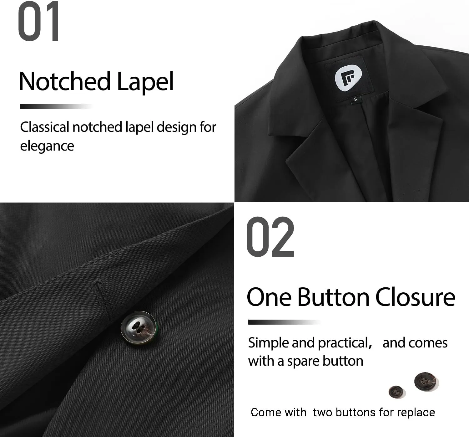 FARVALUE Womens Spring Casual Blazers Long Sleeve Notch Lapel Work Office Fall Blazer Jackets with Pockets