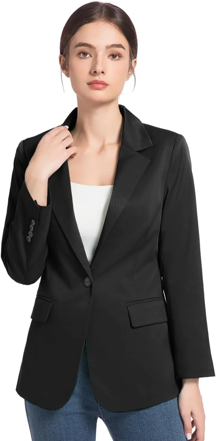FARVALUE Womens Spring Casual Blazers Long Sleeve Notch Lapel Work Office Fall Blazer Jackets with Pockets