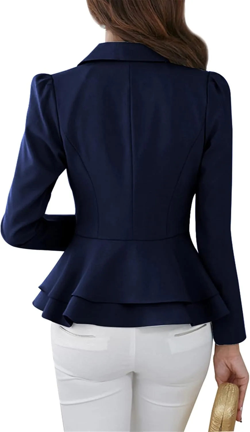 FLITAY Womens Long Sleeve Solid Color Blazer Open Front Work Loose Blazer Jacket