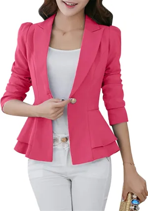 FLITAY Womens Long Sleeve Solid Color Blazer Open Front Work Loose Blazer Jacket