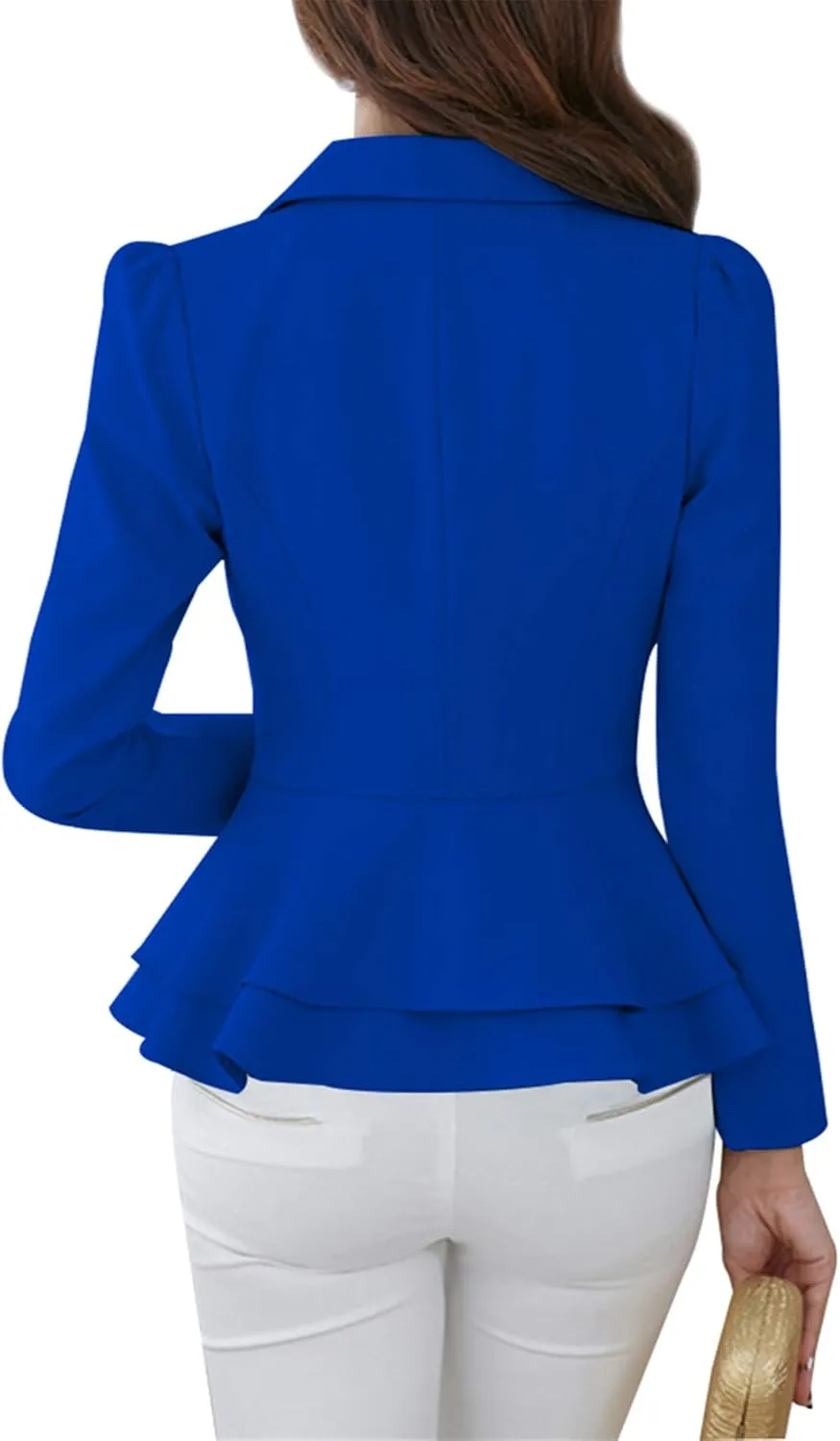 FLITAY Womens Long Sleeve Solid Color Blazer Open Front Work Loose Blazer Jacket