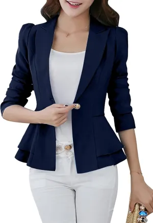 FLITAY Womens Long Sleeve Solid Color Blazer Open Front Work Loose Blazer Jacket