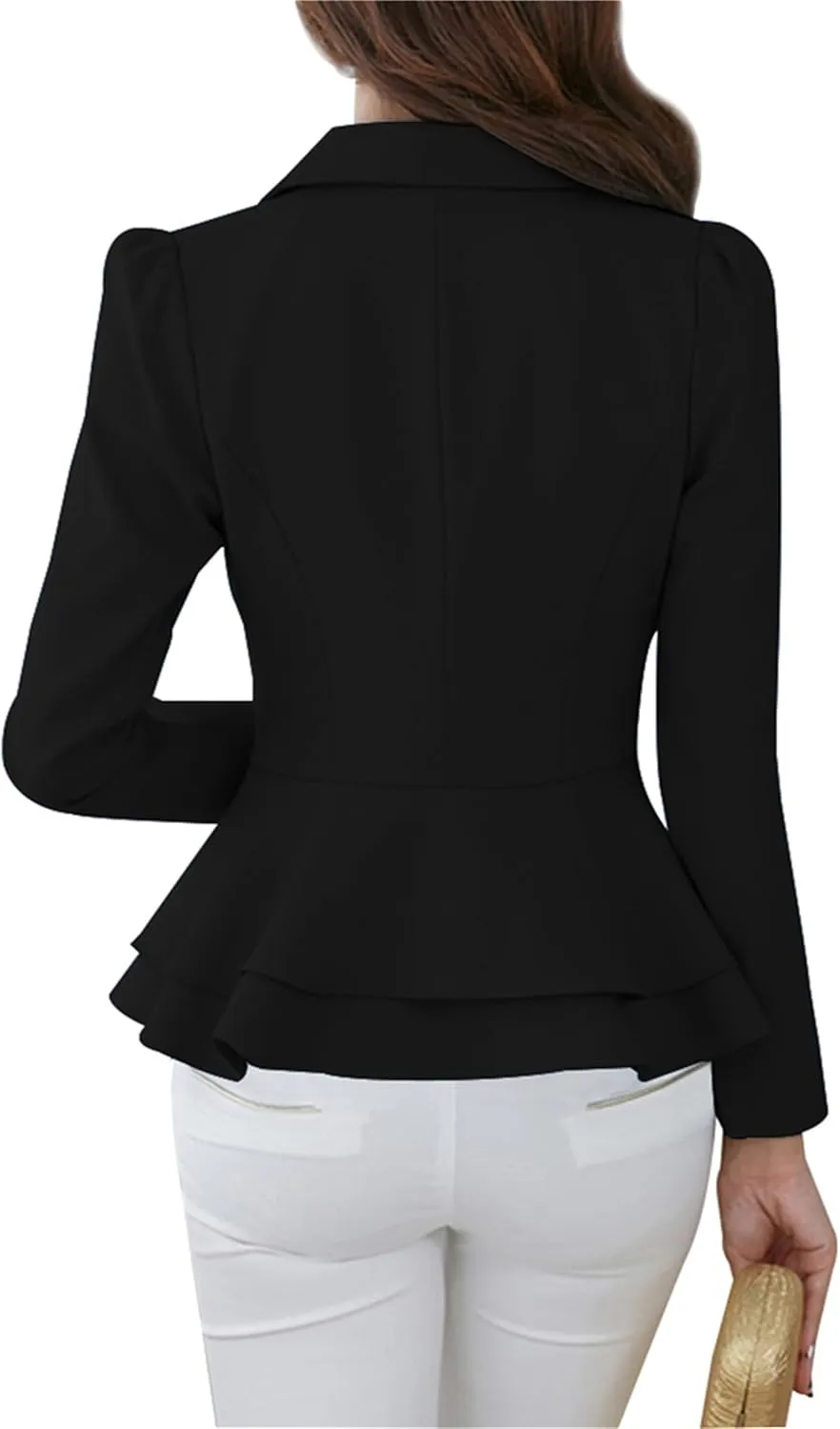 FLITAY Womens Long Sleeve Solid Color Blazer Open Front Work Loose Blazer Jacket