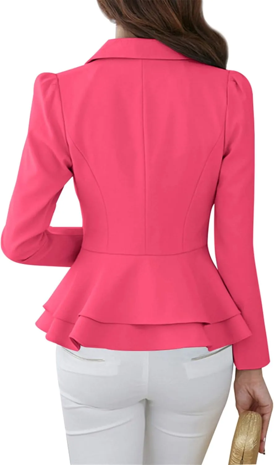 FLITAY Womens Long Sleeve Solid Color Blazer Open Front Work Loose Blazer Jacket