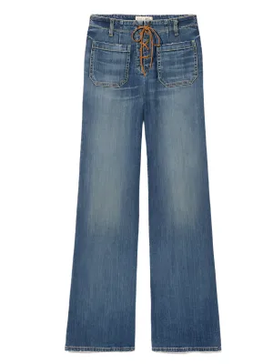 Florence Lace Up Jean in Classic Wash