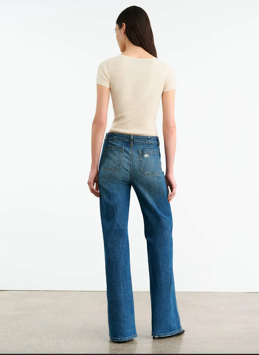 Florence Lace Up Jean in Classic Wash
