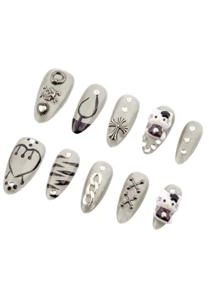 Grey Cat Y2K 10pcs Press On Nails Cherrykitten