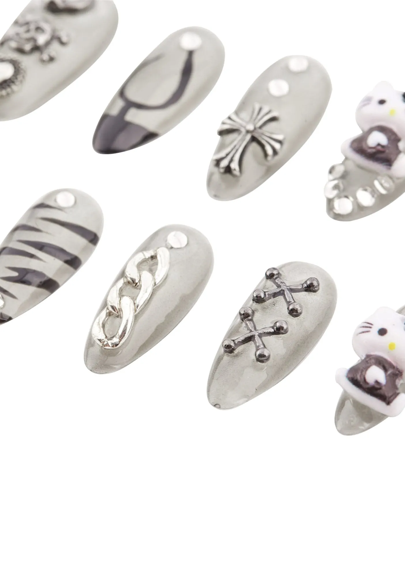 Grey Cat Y2K 10pcs Press On Nails Cherrykitten