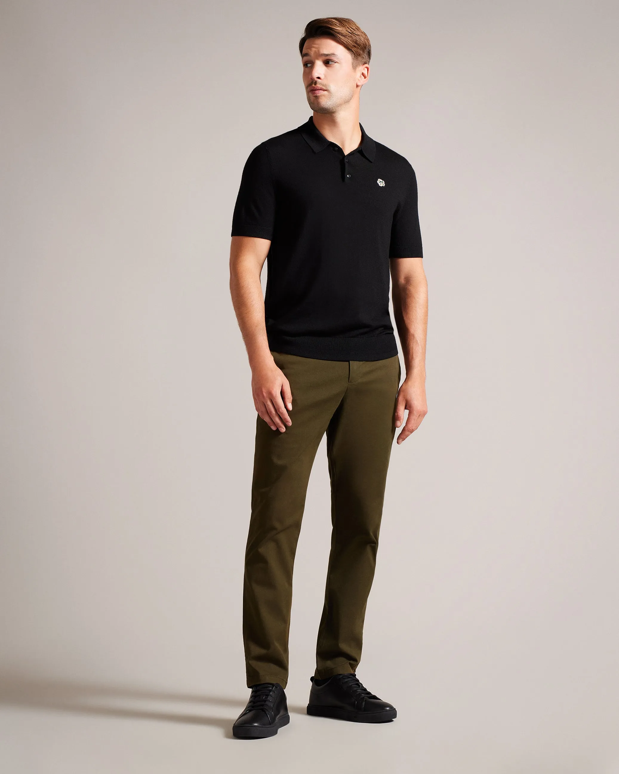 Haydae Slim Fit Textured Chino Trouser Khaki