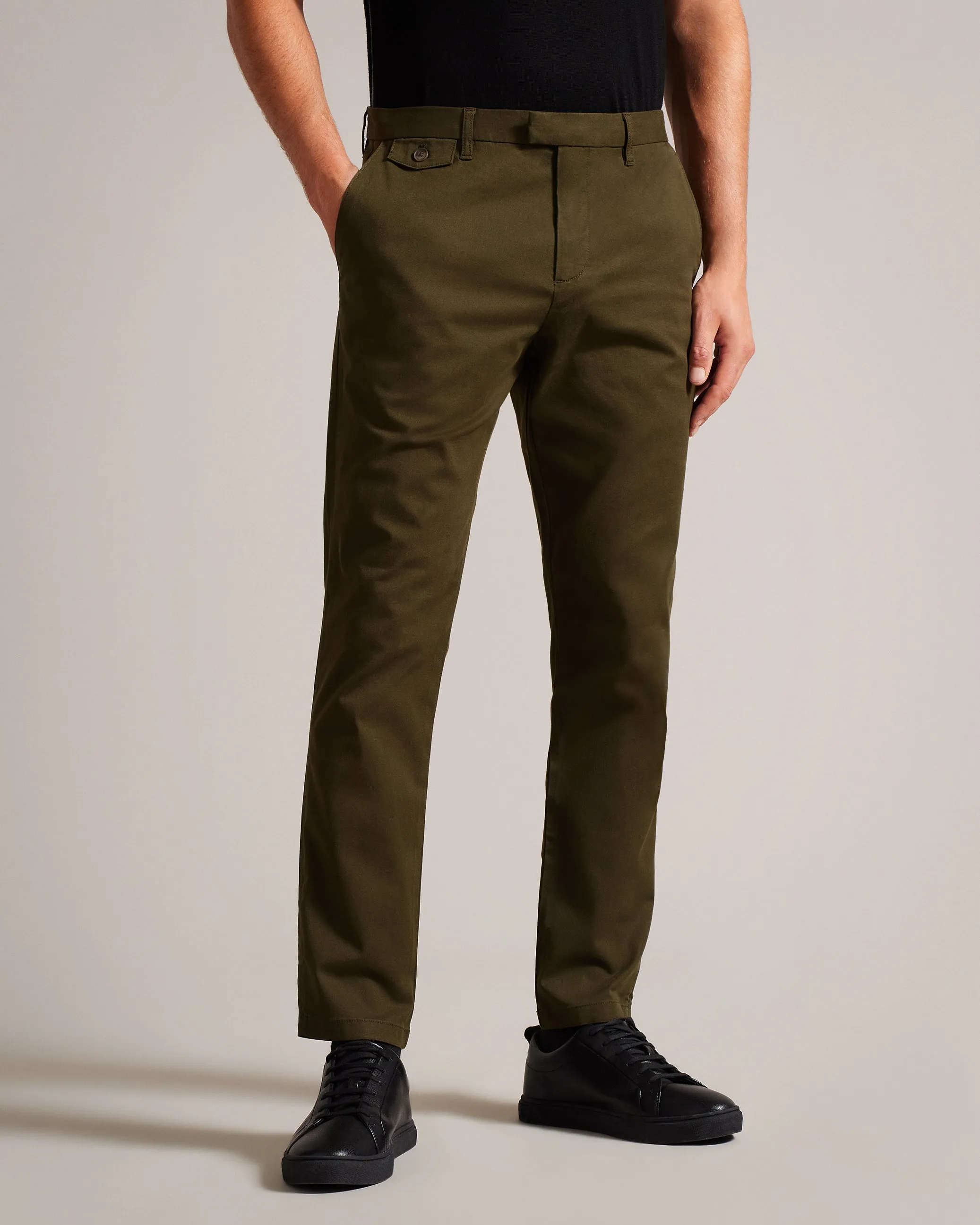 Haydae Slim Fit Textured Chino Trouser Khaki