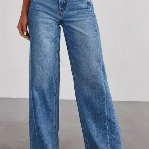 High Waisted Denim Wide Leg Jeans