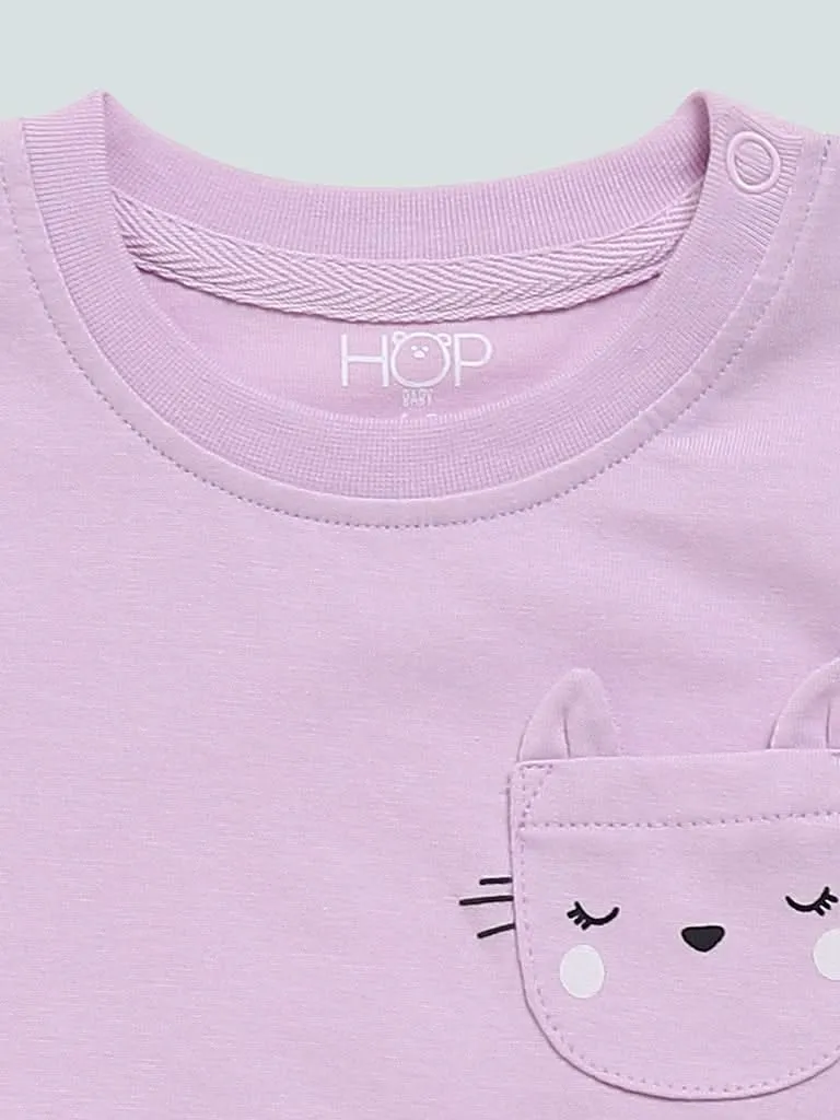 HOP Baby Orange & Lavender Printed T-Shirts - Pack of 2