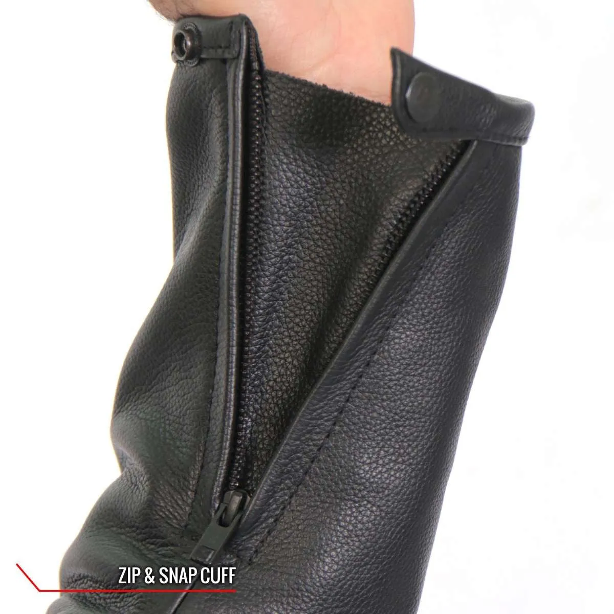 Hot Leathers JKM1028 Men's Black Leather MC Jacket with Zip Out Lining