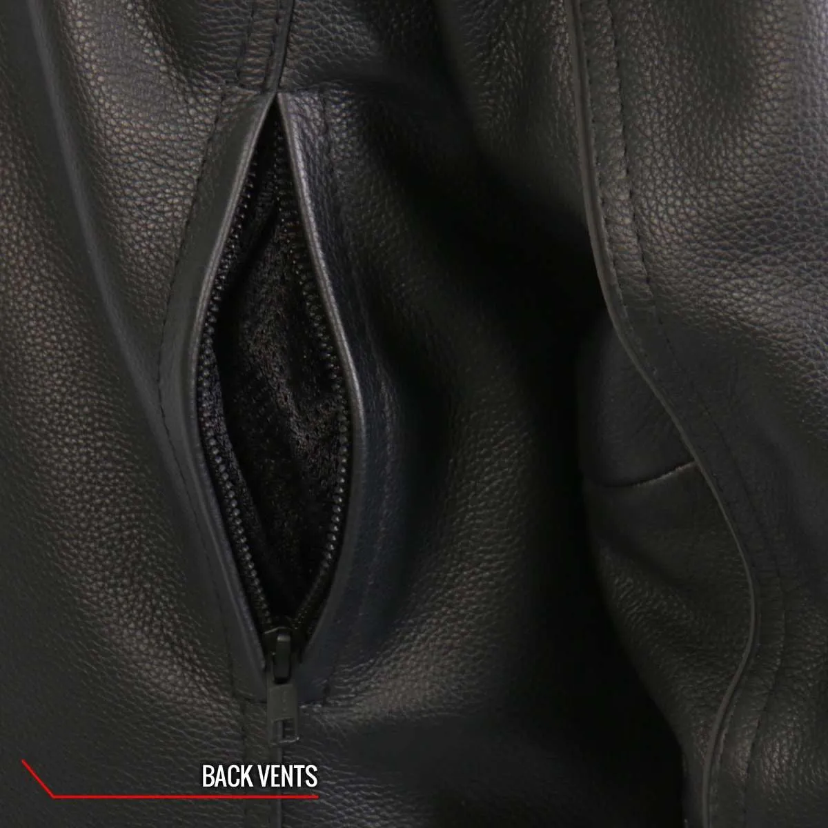 Hot Leathers JKM1028 Men's Black Leather MC Jacket with Zip Out Lining