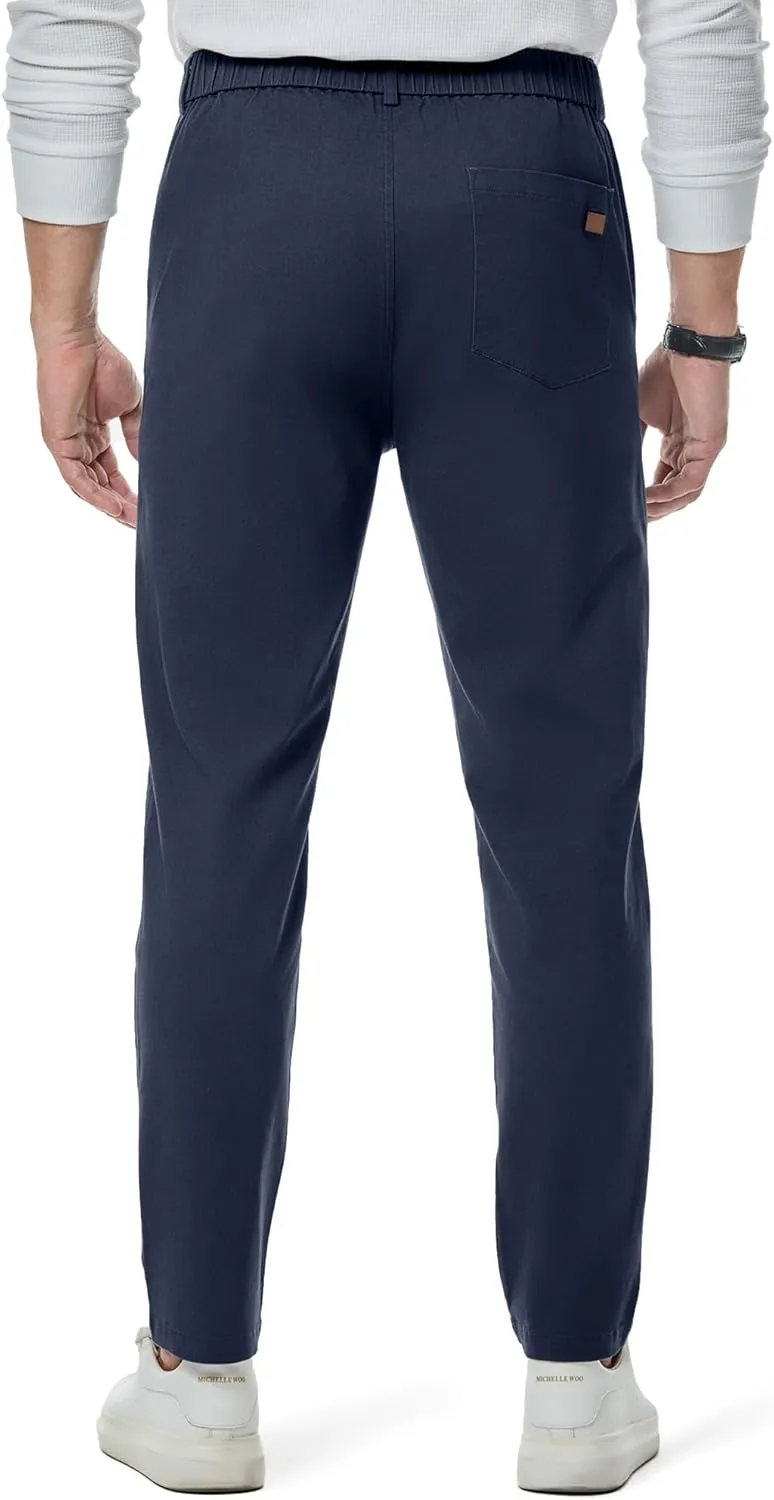 JMIERR Men's Chino Pants Casual Stretch Waist Tapered Trousers with Pockets