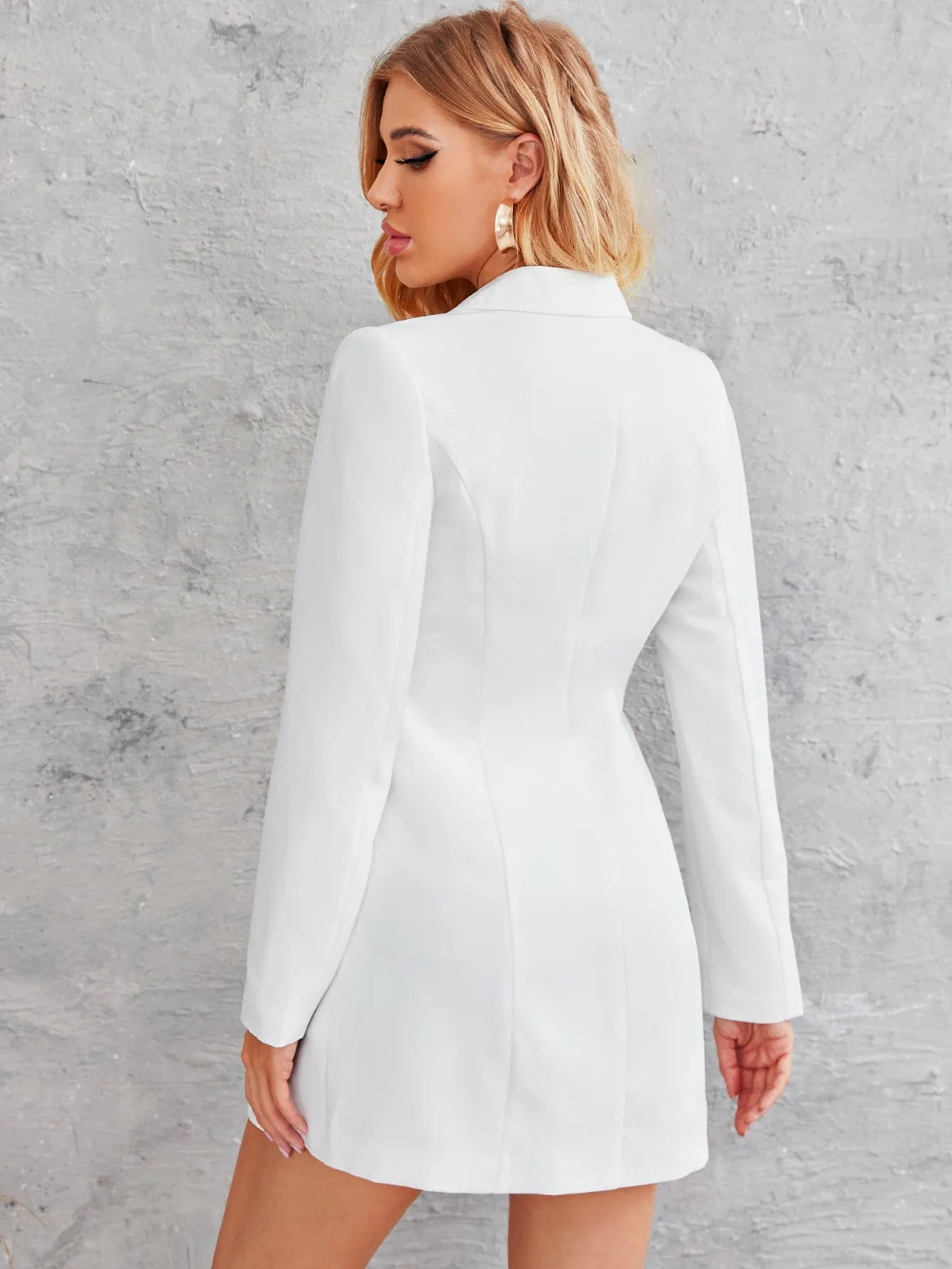 Lapel Neck Double-breasted Blazer Dress