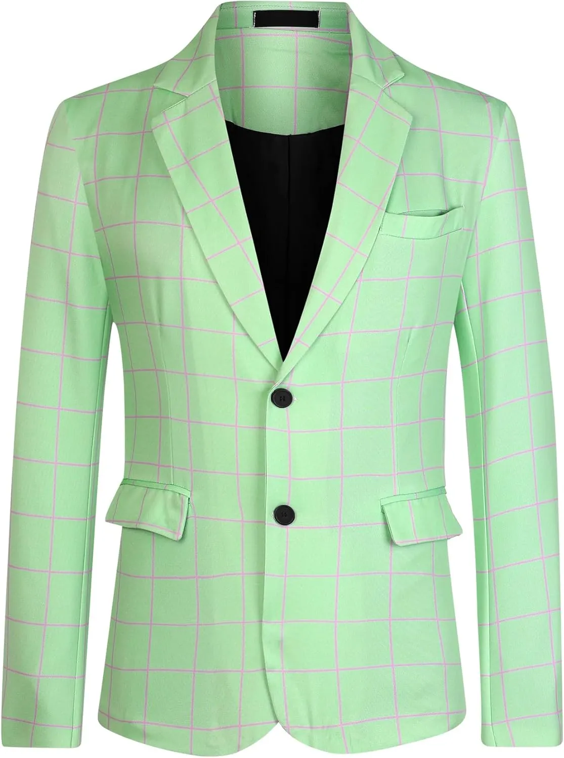 Lars Amadeus Plaid Blazer for Men's Casual Sport Coats Two Button Plaid Suit Jacket