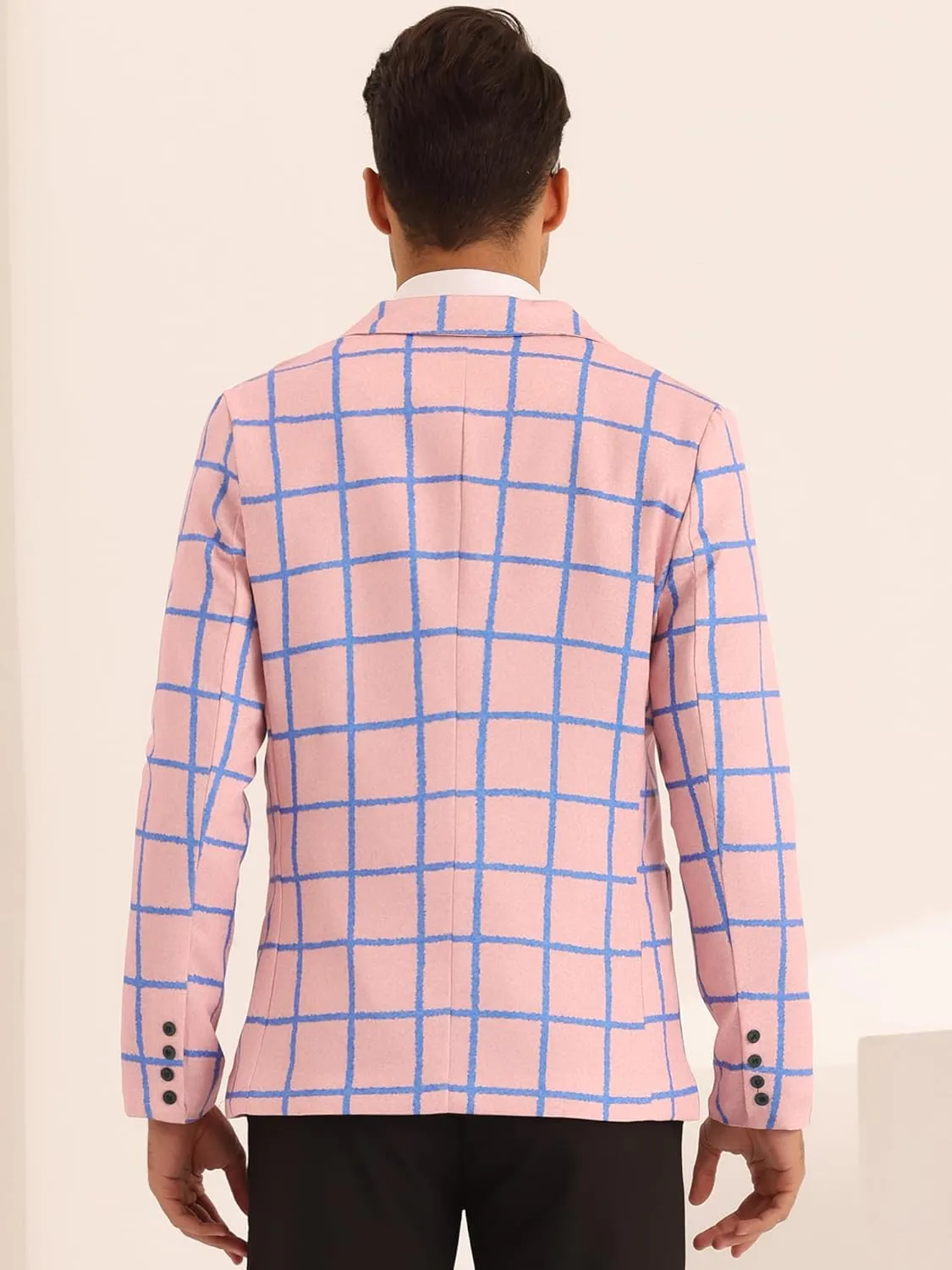 Lars Amadeus Plaid Blazer for Men's Casual Sport Coats Two Button Plaid Suit Jacket