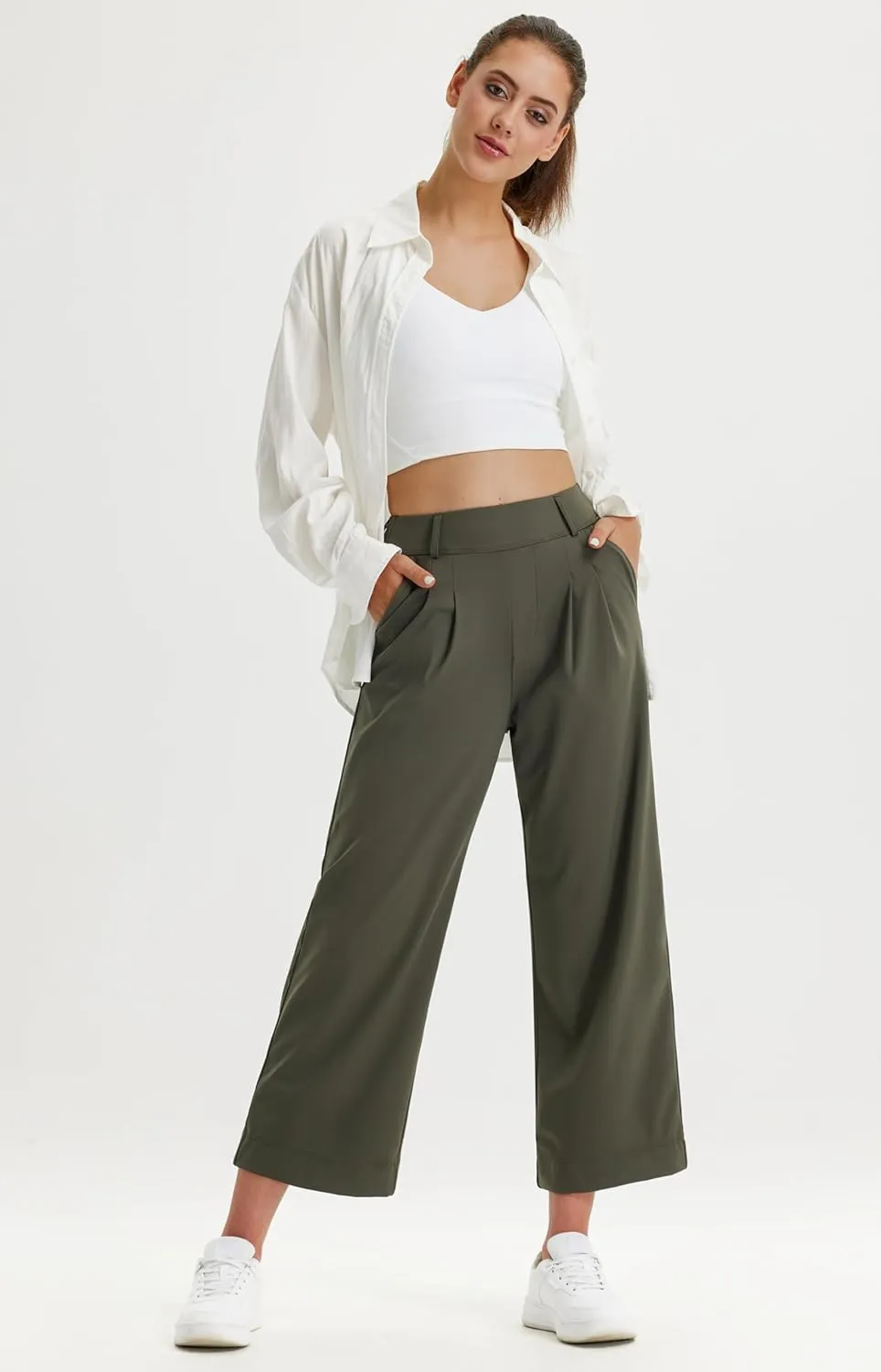 Libin Women's Wide Leg Dress Pants 27"/29"/31" High Waisted Stretch Work Casual Sweatpants Trousers with Pockets