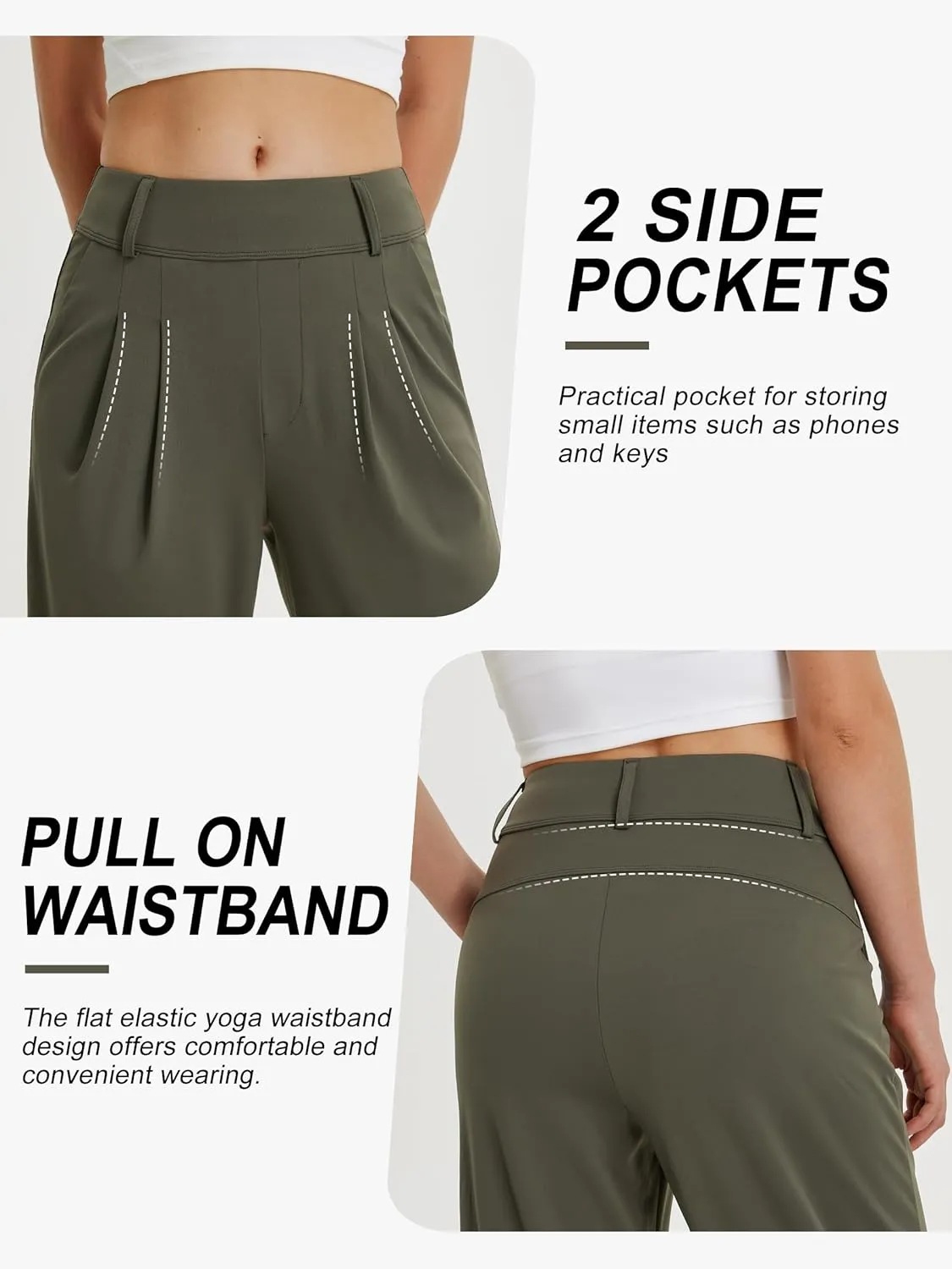 Libin Women's Wide Leg Dress Pants 27"/29"/31" High Waisted Stretch Work Casual Sweatpants Trousers with Pockets