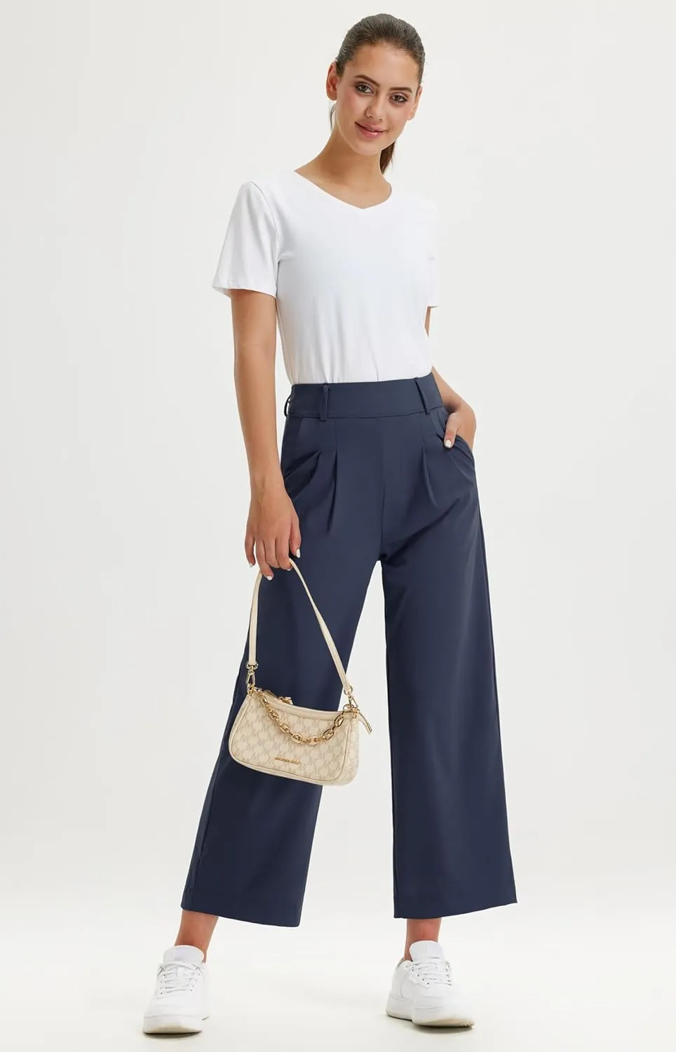 Libin Women's Wide Leg Dress Pants 27"/29"/31" High Waisted Stretch Work Casual Sweatpants Trousers with Pockets