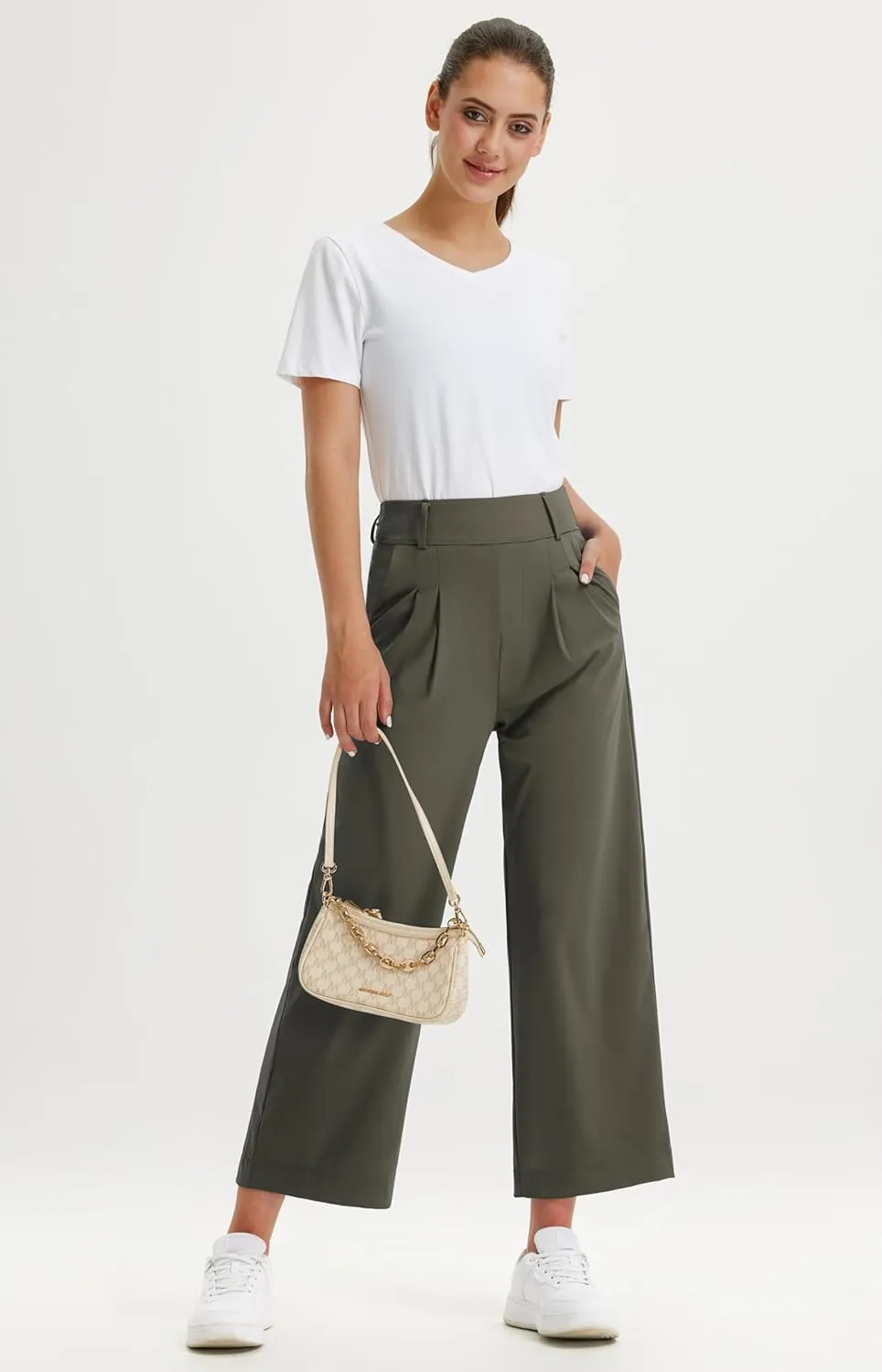 Libin Women's Wide Leg Dress Pants 27"/29"/31" High Waisted Stretch Work Casual Sweatpants Trousers with Pockets
