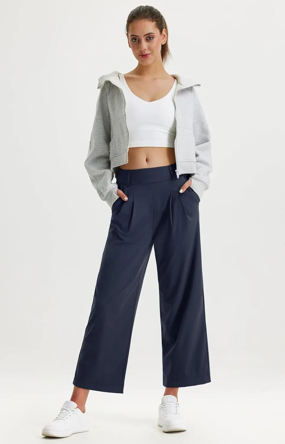 Libin Women's Wide Leg Dress Pants 27"/29"/31" High Waisted Stretch Work Casual Sweatpants Trousers with Pockets