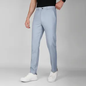 Linen-Cotton Drawstring Trousers  -  BLUE
